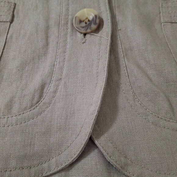 Marvin Richards Womens Tan Natural Linen Cropped Jacket Blazer Size M Vintage - Picture 6 of 15